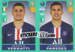Sticker Marco Verratti / Leandro Paredes - FIFA 365 2020. 442 stickers version n. 140 - Panini