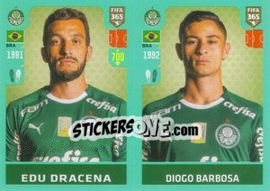 Sticker Edu Dracena / Diogo Barbosa - FIFA 365 2020. 442 stickers version - Panini