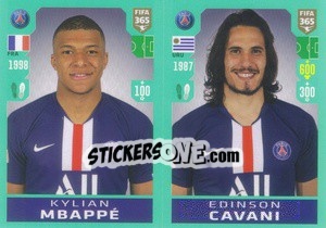 Sticker Kylian Mbappé / Edinson Cavani - FIFA 365 2020. 442 stickers version - Panini