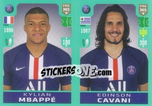 Sticker Kylian Mbappé / Edinson Cavani - FIFA 365 2020. 442 stickers version n. 147 - Panini