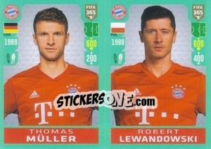 Sticker Thomas Müller / Robert Lewandowski - FIFA 365 2020. 442 stickers version n. 163 - Panini