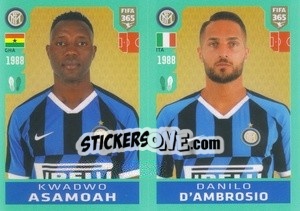 Sticker Kwadwo Asamoah / Danilo D'Ambrosio - FIFA 365 2020. 442 stickers version n. 215 - Panini