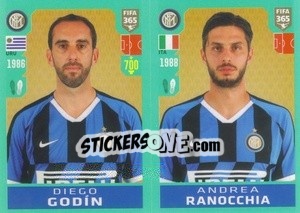 Sticker Diego Godín / Andrea Ranocchia - FIFA 365 2020. 442 stickers version n. 217 - Panini