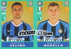 Sticker Matías Vecino - Nicolò Barella - FIFA 365 2020. 442 stickers version n. 218 - Panini