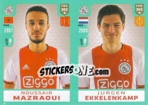 Sticker Noussair Mazraoui / Jurgen Ekkelenkamp - FIFA 365 2020. 442 stickers version n. 266 - Panini