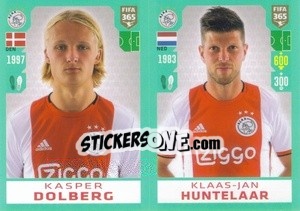 Sticker Kasper Dolberg / Klaas-Jan Huntelaar - FIFA 365 2020. 442 stickers version - Panini