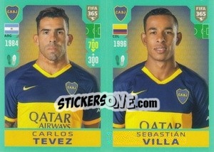 Sticker Carlos Tévez / Sebastián Villa - FIFA 365 2020. 442 stickers version n. 307 - Panini
