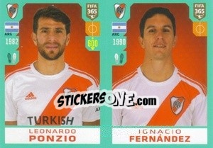 Sticker Leonardo Ponzio / Ignacio Fernández - FIFA 365 2020. 442 stickers version n. 315 - Panini