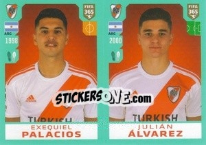 Cromo Exequiel Palacios - Julián Álvarez - FIFA 365 2020. 442 stickers version - Panini