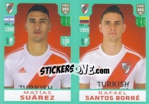 Sticker Matías Suárez / Rafael Santos Borré - FIFA 365 2020. 442 stickers version - Panini