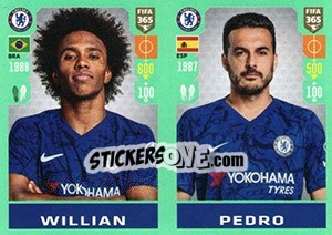 Sticker Willian / Pedro Rodriguez - FIFA 365 2020. 448 stickers version n. 18 - Panini