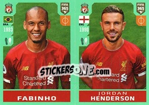 Sticker Fabinho / Jordan Henderson - FIFA 365 2020. 448 stickers version n. 32 - Panini