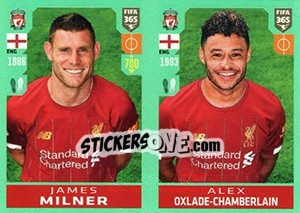 Sticker James Milner / Alex Oxlade-Chamberlain - FIFA 365 2020. 448 stickers version - Panini