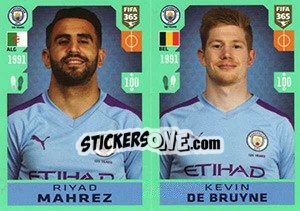 Sticker Riyad Mahrez / Kevin De Bruyne - FIFA 365 2020. 448 stickers version - Panini