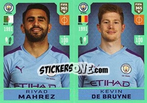 Sticker Riyad Mahrez / Kevin De Bruyne - FIFA 365 2020. 448 stickers version n. 50 - Panini