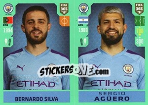 Sticker Bernardo Silva / Sergio Agüero - FIFA 365 2020. 448 stickers version n. 55 - Panini