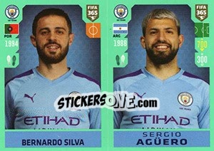 Sticker Bernardo Silva / Sergio Agüero - FIFA 365 2020. 448 stickers version - Panini