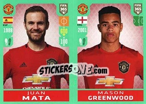 Sticker Juan Mata / Mason Greenwood - FIFA 365 2020. 448 stickers version n. 71 - Panini