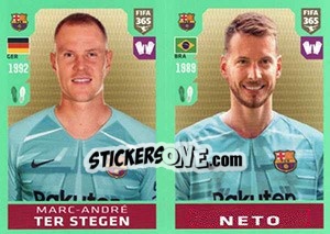 Cromo Marc-André ter Stegen / Neto - FIFA 365 2020. 448 stickers version n. 92 - Panini