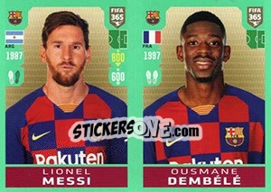 Sticker Lionel Messi / Ousmane Dembélé - FIFA 365 2020. 448 stickers version n. 103 - Panini