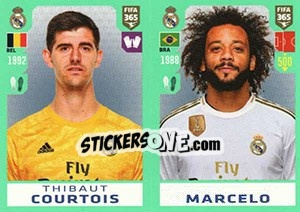 Sticker Thibaut Courtois / Marcelo - FIFA 365 2020. 448 stickers version n. 108 - Panini