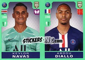 Sticker Keylor Navas / Abdou Diallo - FIFA 365 2020. 448 stickers version - Panini