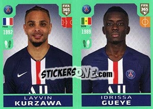Sticker Layvin Kurzawa / Idrissa Gueye - FIFA 365 2020. 448 stickers version n. 144 - Panini