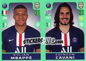 Sticker Kylian Mbappé / Edinson Cavani - FIFA 365 2020. 448 stickers version - Panini