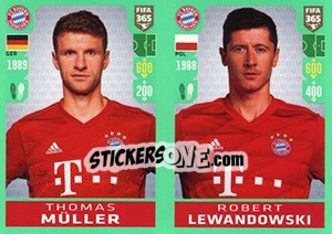 Sticker Thomas Müller / Robert Lewandowski - FIFA 365 2020. 448 stickers version - Panini