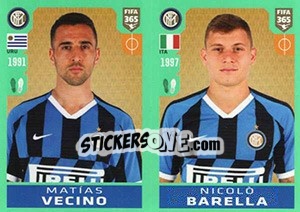 Sticker Matías Vecino - Nicolò Barella - FIFA 365 2020. 448 stickers version n. 224 - Panini