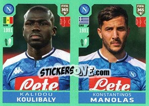 Sticker Kalidou Koulibaly / Kostas Manolas - FIFA 365 2020. 448 stickers version n. 255 - Panini