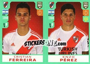 Sticker Cristian Ferreira / Enzo Pérez - FIFA 365 2020. 448 stickers version - Panini