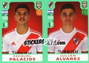 Sticker Exequiel Palacios - Julián Álvarez - FIFA 365 2020. 448 stickers version n. 325 - Panini