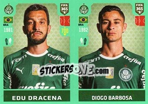 Sticker Edu Dracena / Diogo Barbosa - FIFA 365 2020. 448 stickers version - Panini