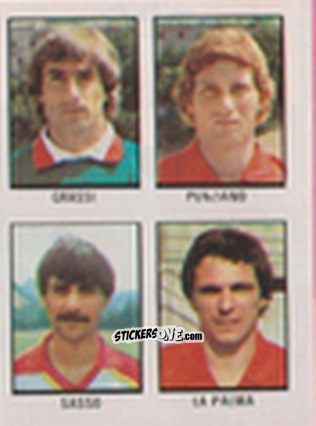 Sticker Marcello Grassi / Luigi Punziano / Rosario Sasso / Antonio La Palma - Calcio Flash 1981 n. 244 - Edizioni Flash