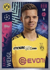 Sticker Julian Weigl - UEFA Champions League 2019-2020 n. 127 - Topps