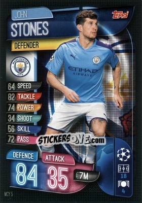 Sticker John Stones - UEFA Champions League 2019-2020. Match Attax. Germany n. MCY5 - Topps