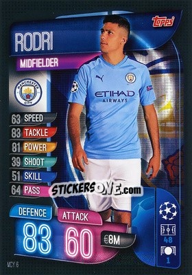 Sticker Rodri - UEFA Champions League 2019-2020. Match Attax. Germany n. MCY6 - Topps