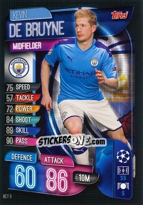 Cromo Kevin De Bruyne - UEFA Champions League 2019-2020. Match Attax. Germany - Topps