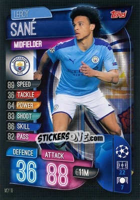 Sticker Leroy Sané - UEFA Champions League 2019-2020. Match Attax. Germany n. MCY10 - Topps