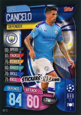 Sticker Joao Cancelo - UEFA Champions League 2019-2020. Match Attax. Germany - Topps