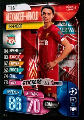 Sticker Trent Alexander-Arnold - UEFA Champions League 2019-2020. Match Attax. Germany n. LIV5 - Topps
