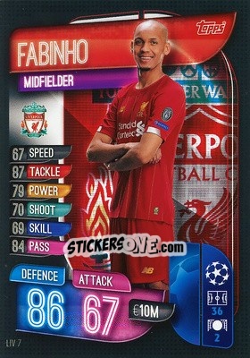 Sticker Fabinho - UEFA Champions League 2019-2020. Match Attax. Germany - Topps