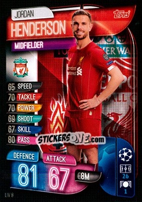 Sticker Jordan Henderson - UEFA Champions League 2019-2020. Match Attax. Germany n. LIV8 - Topps