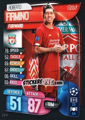 Sticker Roberto Firmino - UEFA Champions League 2019-2020. Match Attax. Germany n. LIV11 - Topps