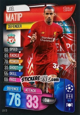 Sticker Joel Matip - UEFA Champions League 2019-2020. Match Attax. Germany n. LIV13 - Topps