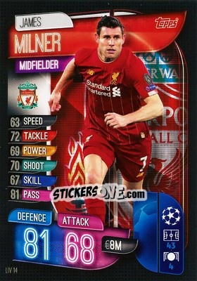 Sticker James Milner - UEFA Champions League 2019-2020. Match Attax. Germany - Topps