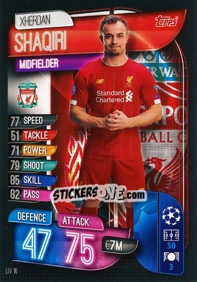 Sticker Xherdan Shaqiri - UEFA Champions League 2019-2020. Match Attax. Germany n. LIV16 - Topps