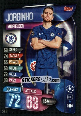 Sticker Jorginho - UEFA Champions League 2019-2020. Match Attax. Germany n. CHE8 - Topps
