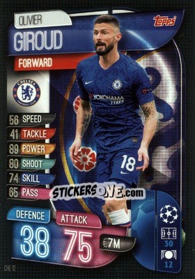 Sticker Olivier Giroud - UEFA Champions League 2019-2020. Match Attax. Germany n. CHE12 - Topps
